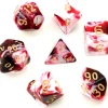 Set 7 dés multi-faces effet rouge et blanc