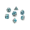 Set 7 dés multi-faces effet turquoise et argenté