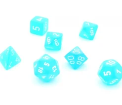 Set 7 dés multi-faces effet givré turquoise