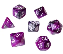 Set 7 dés multi-faces Fusion violet et argenté
