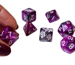 Set 7 dés multi-faces Fusion violet et argenté