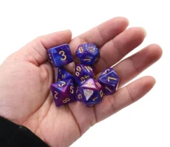 Set 7 dés multi-faces Fusion bleu et violet clair