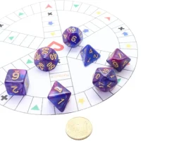 Set 7 dés multi-faces Fusion bleu et violet clair