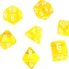Set 7 dés multi-faces jaune translucide