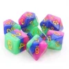 Set 7 dés multi-faces Jester's Gambit rose, vert, bleu