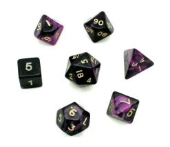 Set 7 dés multi-faces marbrés VIOLET/NOIR
