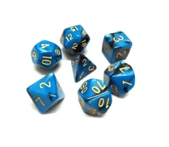 Set 7 dés multi-faces nacré bleu et noir