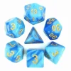 Set 7 dés multi-faces nacrés bleus