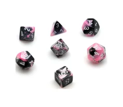 Set 7 dés multi-faces noir et rose