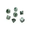 Set 7 dés multi-faces noir gris avec chiffres verts