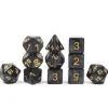 Set 11 dés multi-faces noirs nacrés (chiffres dorés)