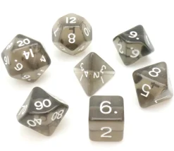 Set 7 dés multifaces translucides NOIR