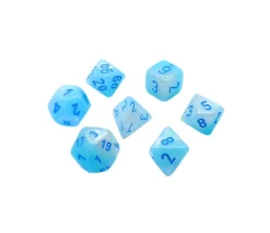 Set 7 dés multi-faces turquoise et blanc Gemini