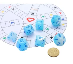 Set 7 dés multi-faces turquoise et blanc Gemini