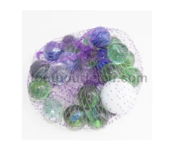 Set de 20 Billes en verre pour jeu + 1 calot en filet