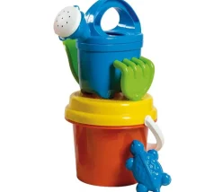 Set Plage : Seau + arrosoir + pelle + rateau + moule + tamis