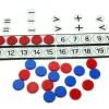 Tableau de calcul de 1 à 20 + 32 jetons bicolores signes mathématiques