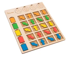 Tableau de logique en bois couleurs et orientation - Jeu éducatif