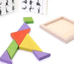 Tangram bois couleur 12 cm. Fabrication Jura