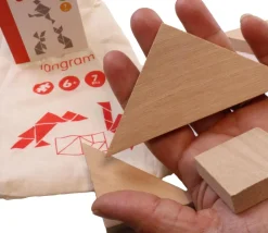 Tangram carré puzzle en bois naturel