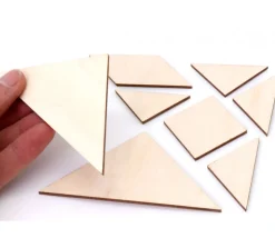 Tangram en bois brut CP de 10 x 10 cm - jeu à décorer