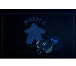 Tapis de Jeu Bureau Gaming 100 x 60 cm Meeple bleu gamer