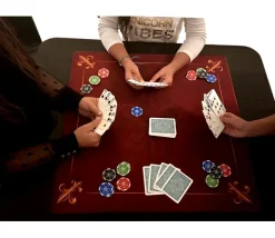 Tapis Tarot premium rouge Fleur de Lys 60 cm contour galonné