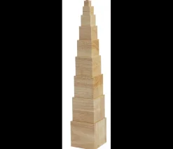 Tour bois naturel Montessori - 10 cubes en bois