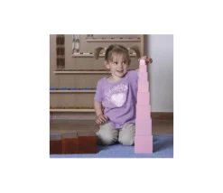 Tour Rose Montessori - 10 cubes en bois