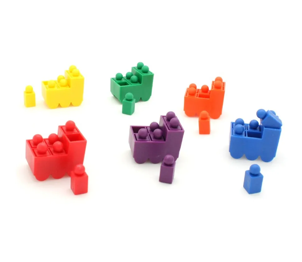 Train coloré de 34 x 24 x 28 mm + 6 pions encastrables