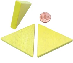 Triangle isocèle en bois jaune 48 x 48 x 53 mm et 8 mm épaisseur
