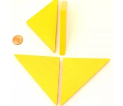 Triangle rectangle isocèle jaune 96 x 66 x 8 mm en bois