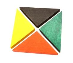 Triangle rectangle isocèle jaune 67 x 47 x 8 mm en bois