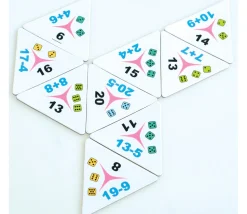 Tri-dominos de 1 à 20 addition soustraction chiffres et points.